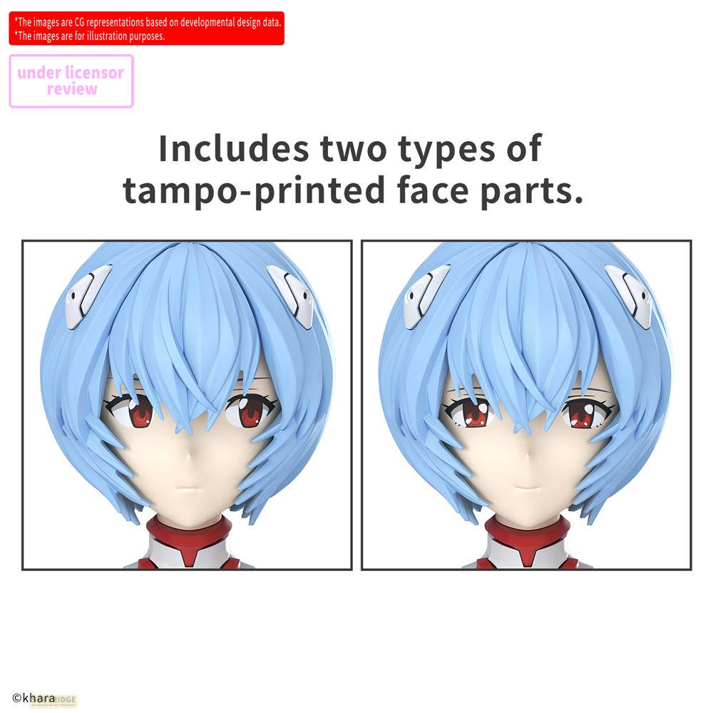 Zwei Gesichter einer Figur mit blauen Haaren und roten Augen.