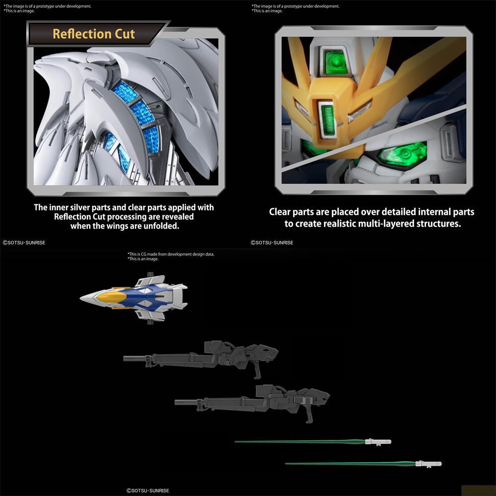 Silberne und klare Teile mit Reflexschnitt; Gundam-Kopf; Modellbausatzteile.