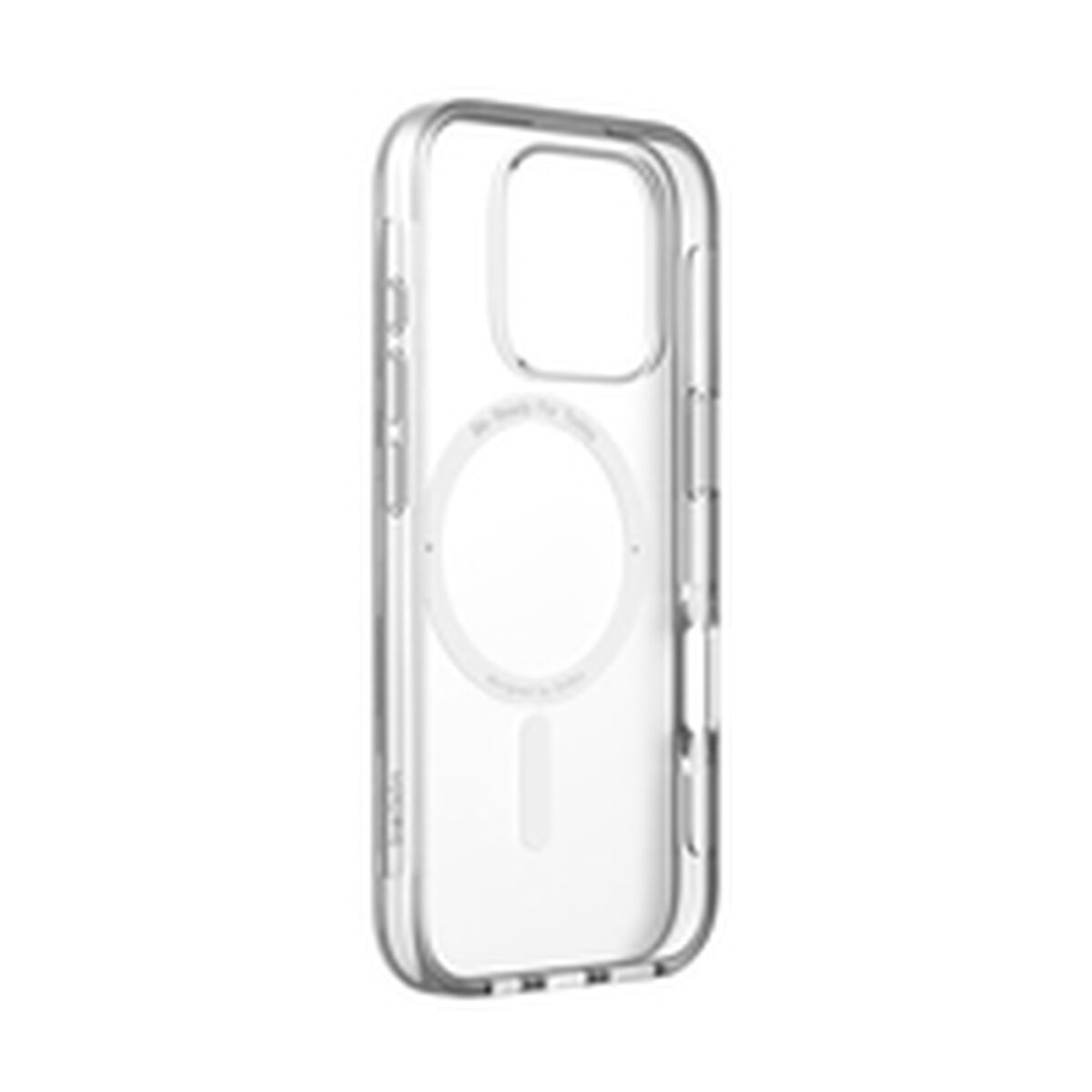 Custodia trasparente per iPhone con anello magnetico, bianca.