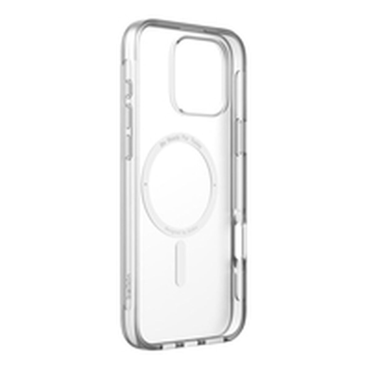 Custodia trasparente per telefono con anello MagSafe e ritaglio fotocamera.