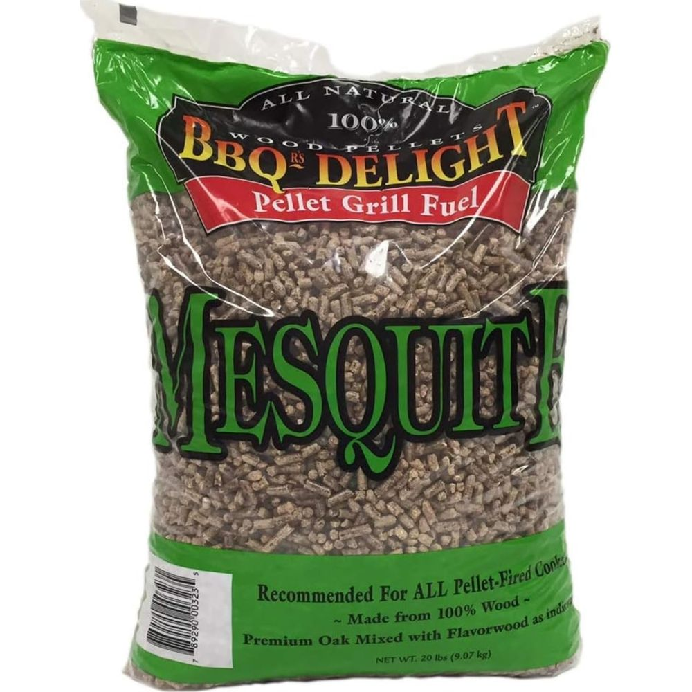 Un sacco di pellet di legno BBQ DELIGHT Mesquite per griglie a pellet.