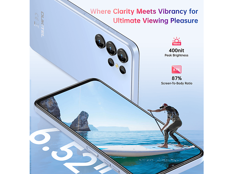 OUKITEL C1, Negro, Móvil Android, 128 GB, 16 GB RAM, 6,52