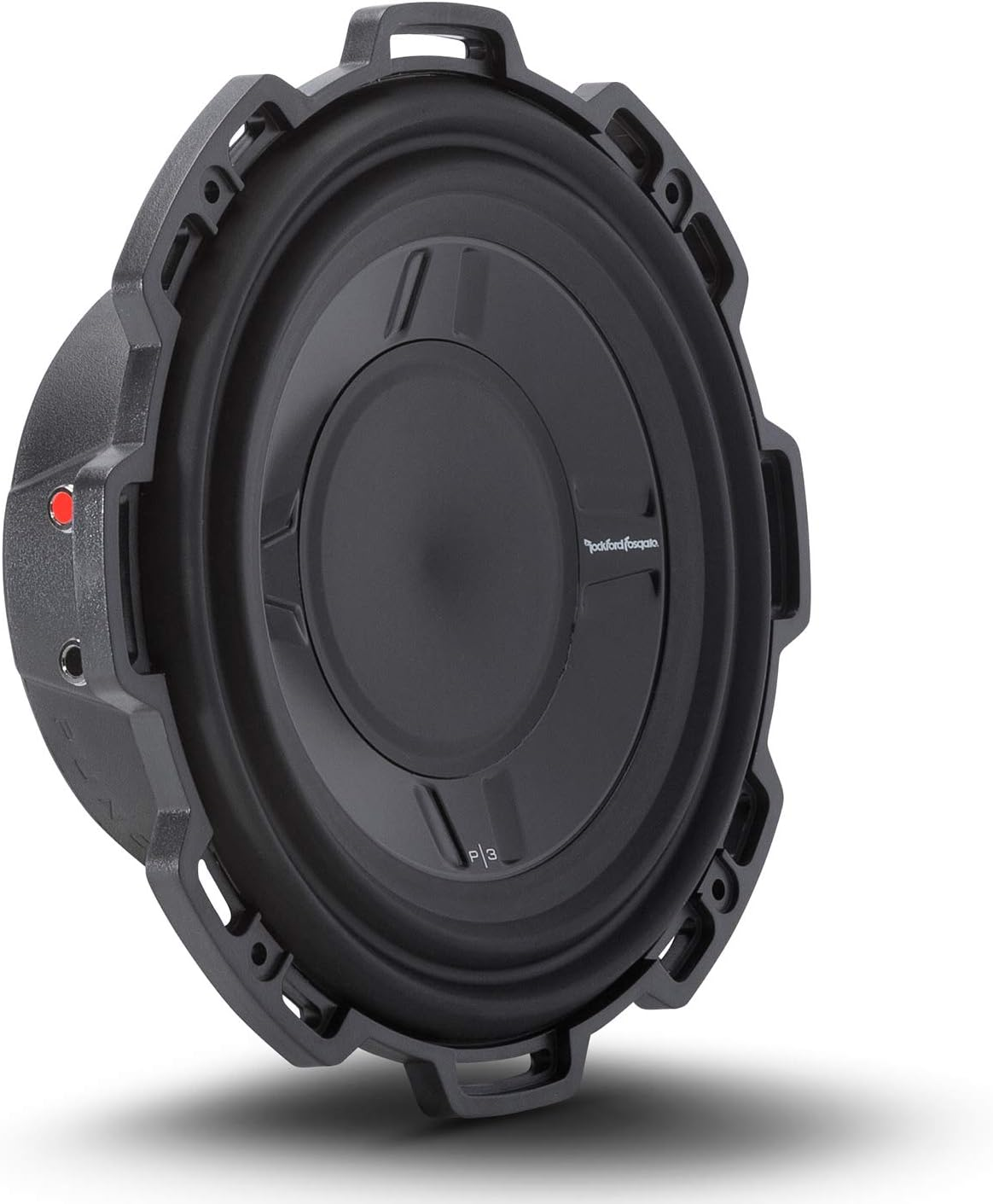 Schwarzer Subwoofer mit Rockford Fosgate Logo und P3 Kennzeichnung.