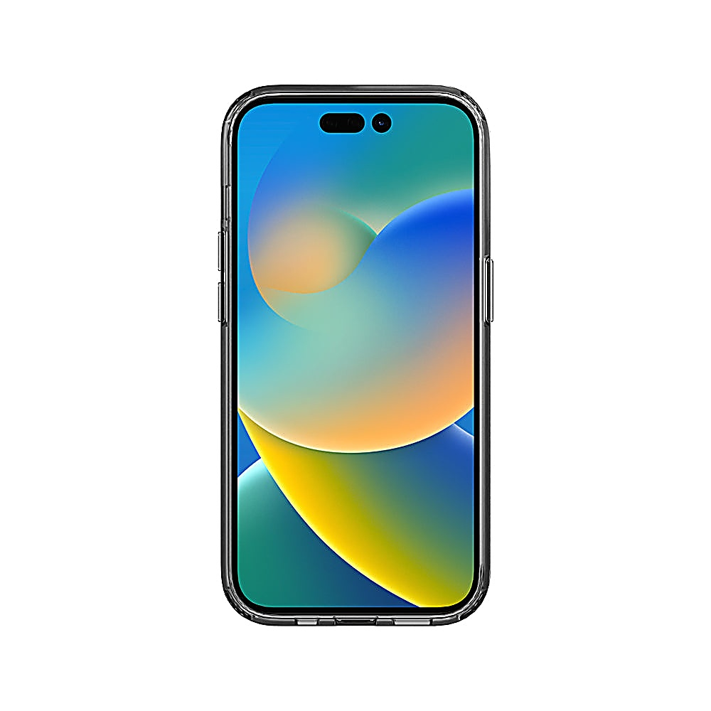 Ein Smartphone mit einem bunten, abstrakten Hintergrundbild.