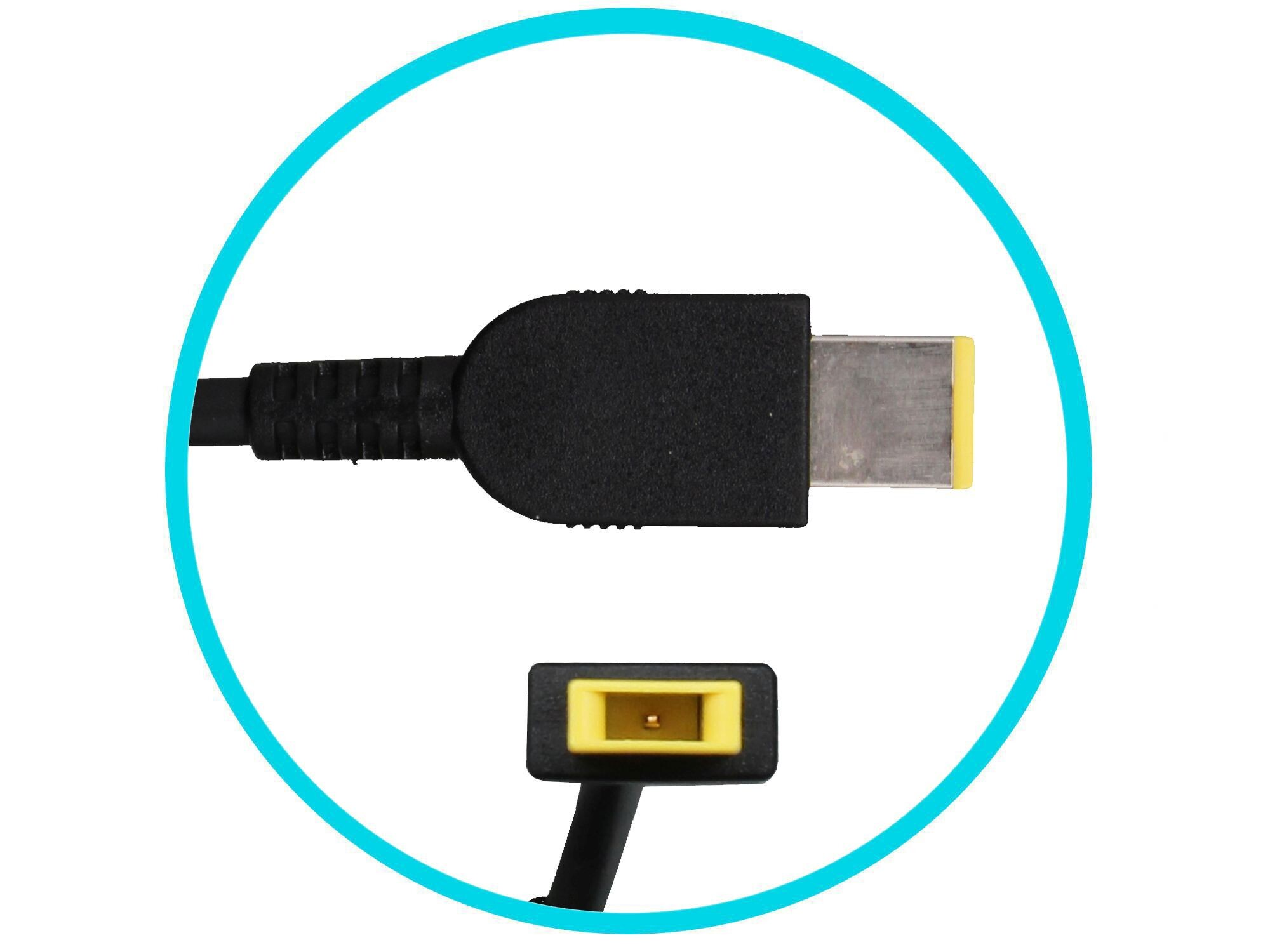 Ein schwarzer Stecker mit gelber Markierung und ein passendes schwarzes Buchsenteil.