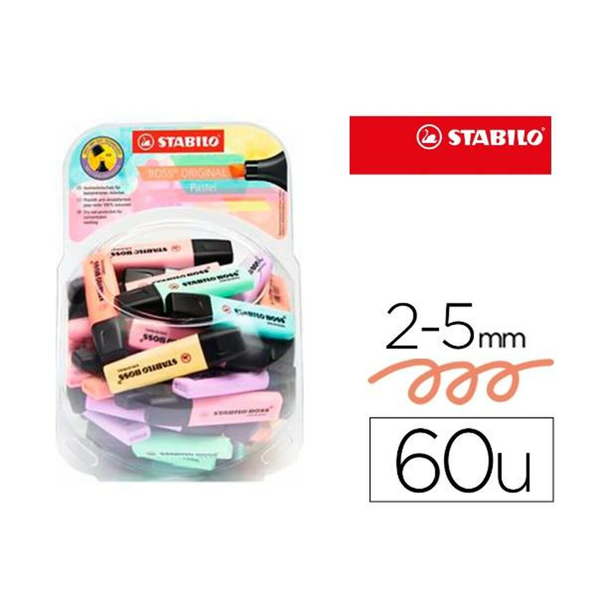 Packung Stabilo Boss Original Textmarker in Pastellfarben.