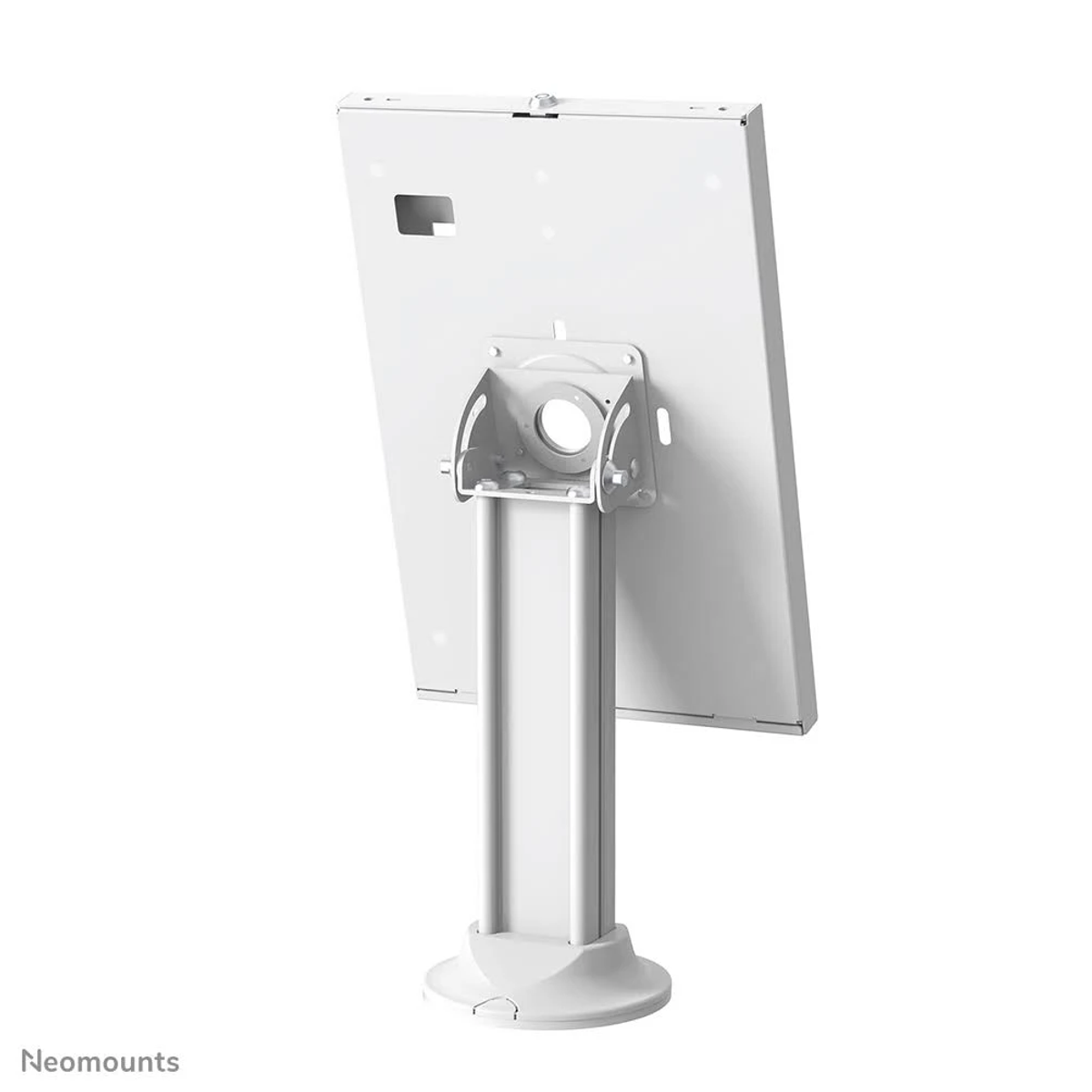 Vue arrière d'un support blanc avec bras réglable pour un écran.
