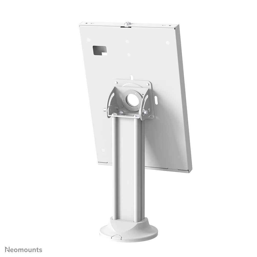 Support de pied blanc pour tablette ou écran, vue arrière.