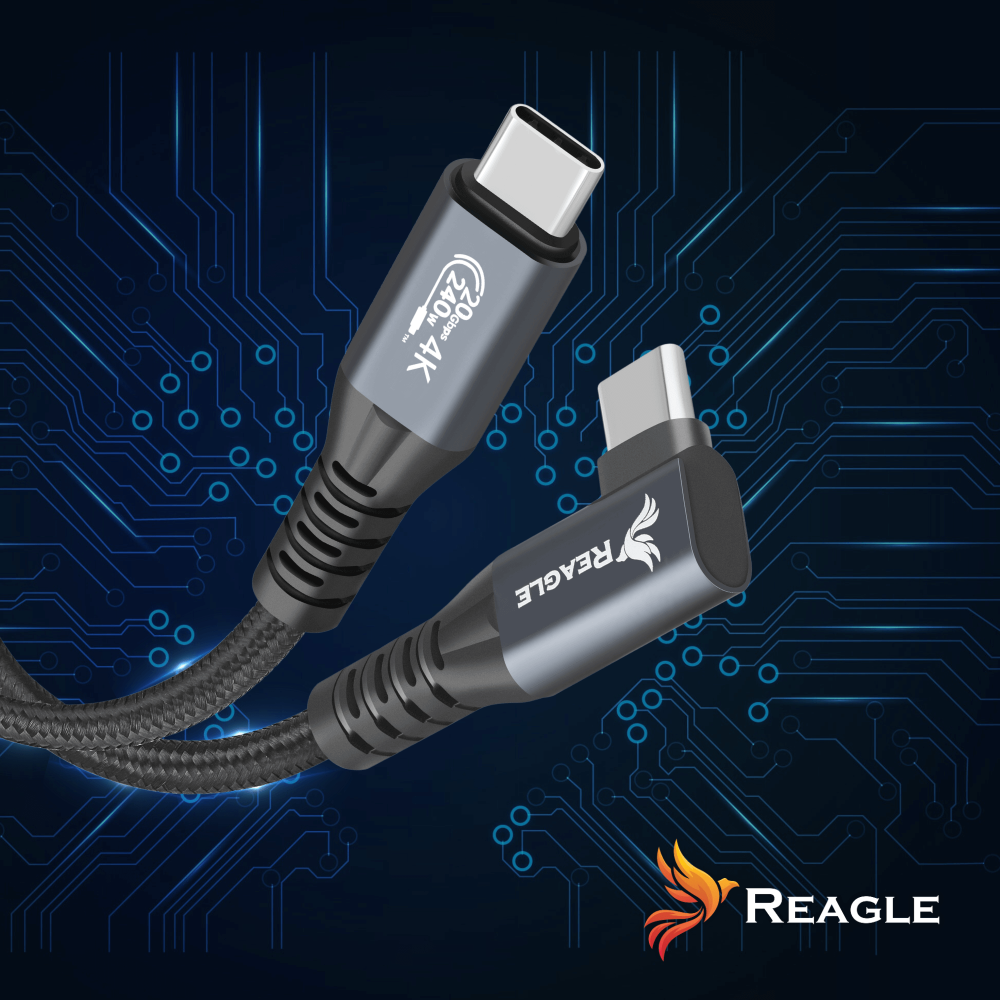 Dwa kable USB-C z oznaczeniami 240W i 20 Gbps 4K.