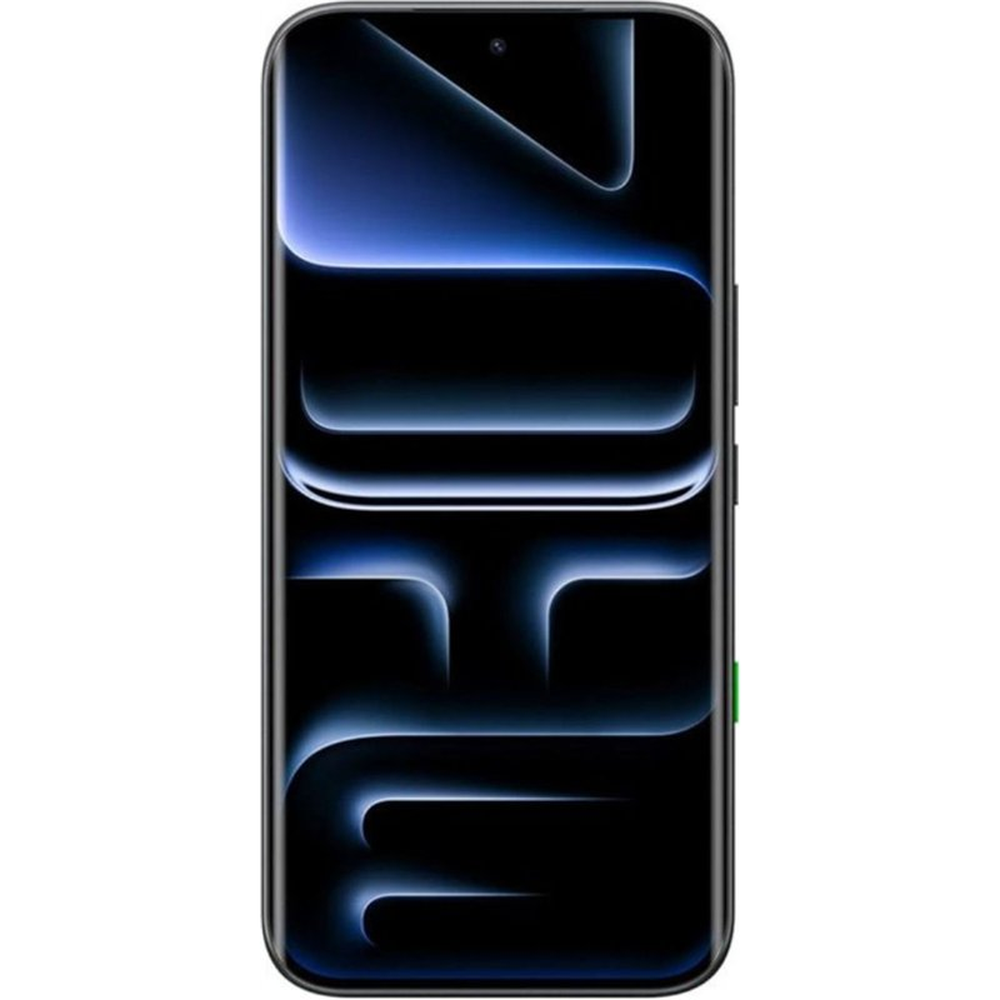 Uno smartphone scuro con uno sfondo blu e nero.
