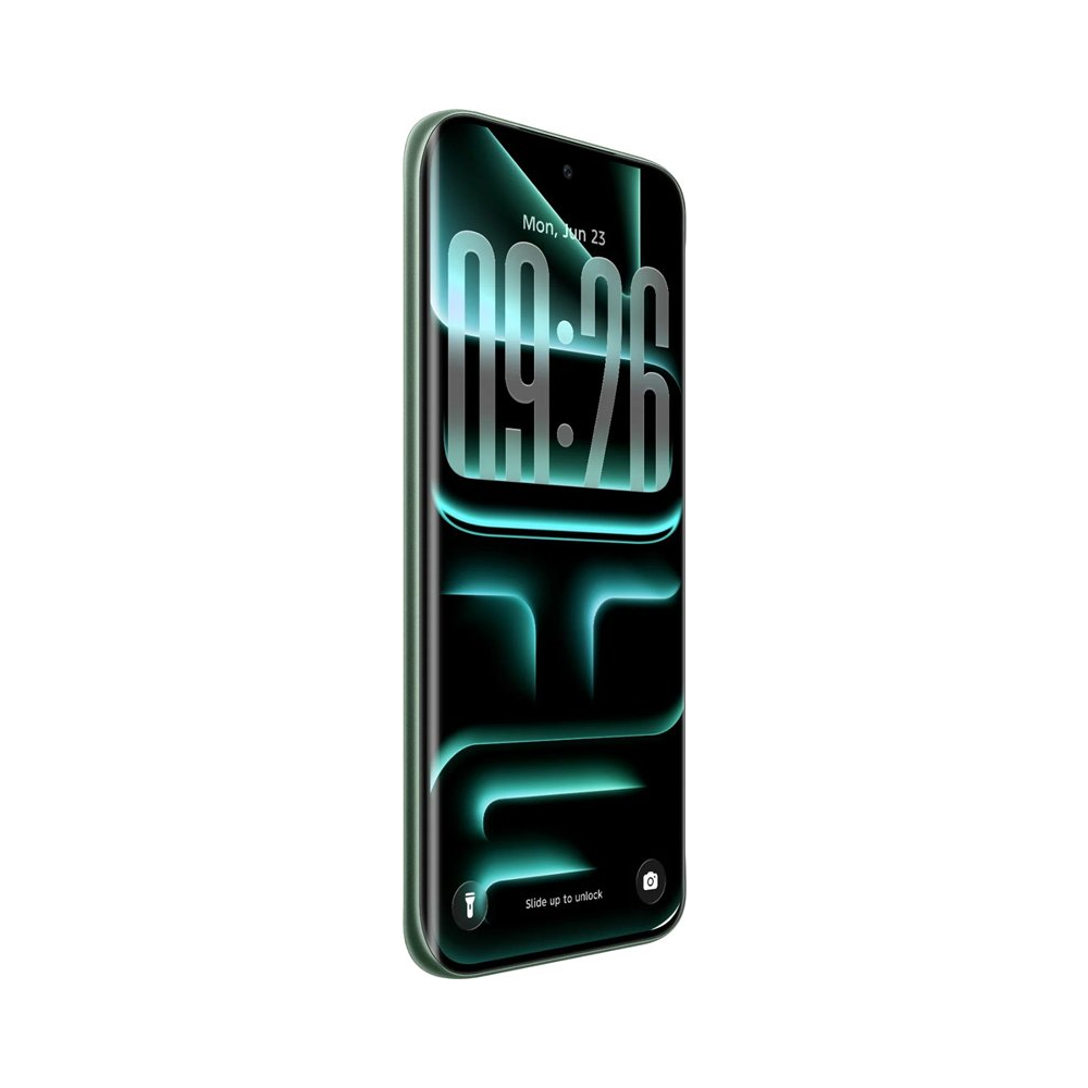Uno smartphone verde mostra la schermata di blocco con l'ora 09:26 e la data Lun, 23 giu.
