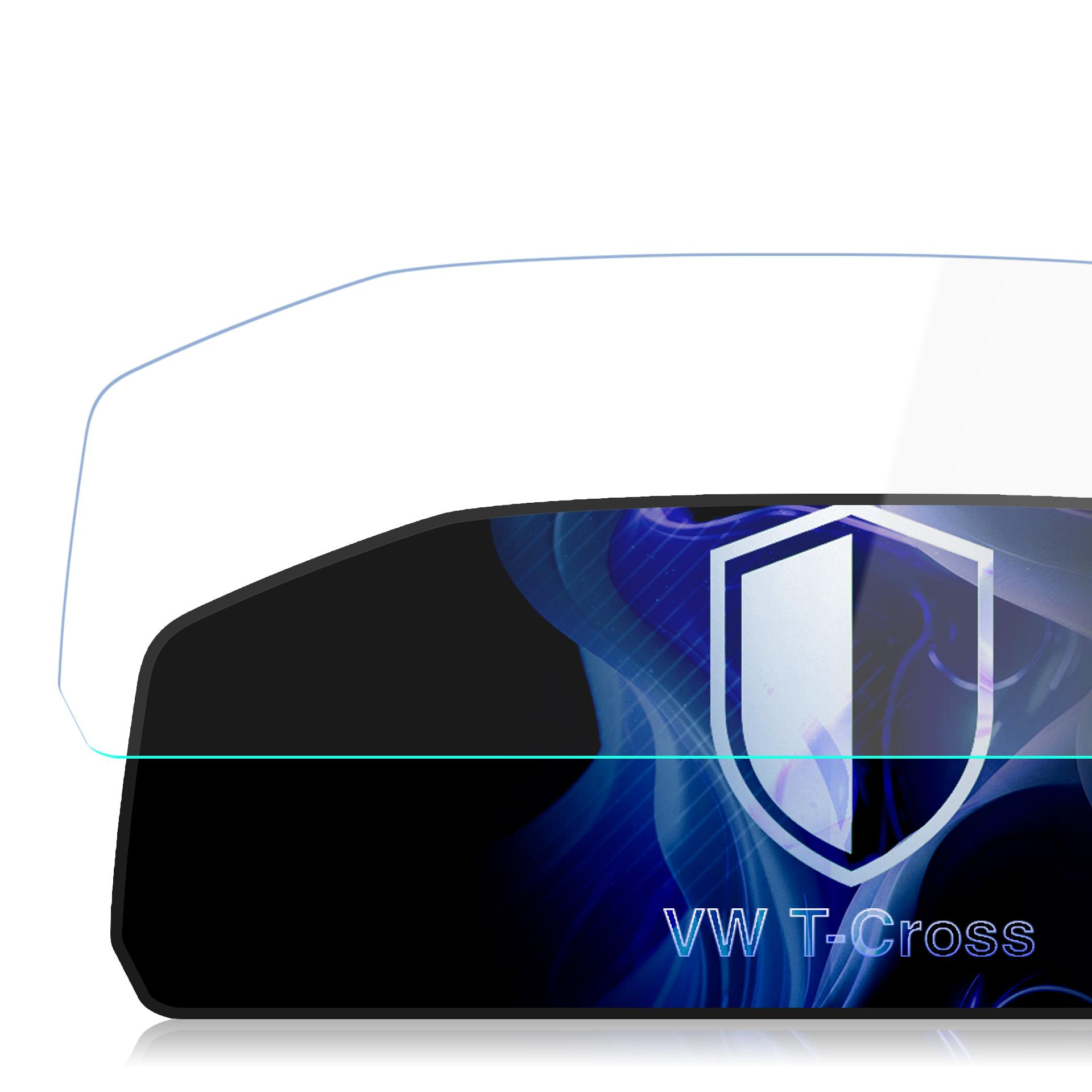 Folia ochronna do VW T-Cross z niebieskim wzorem i emblematem.