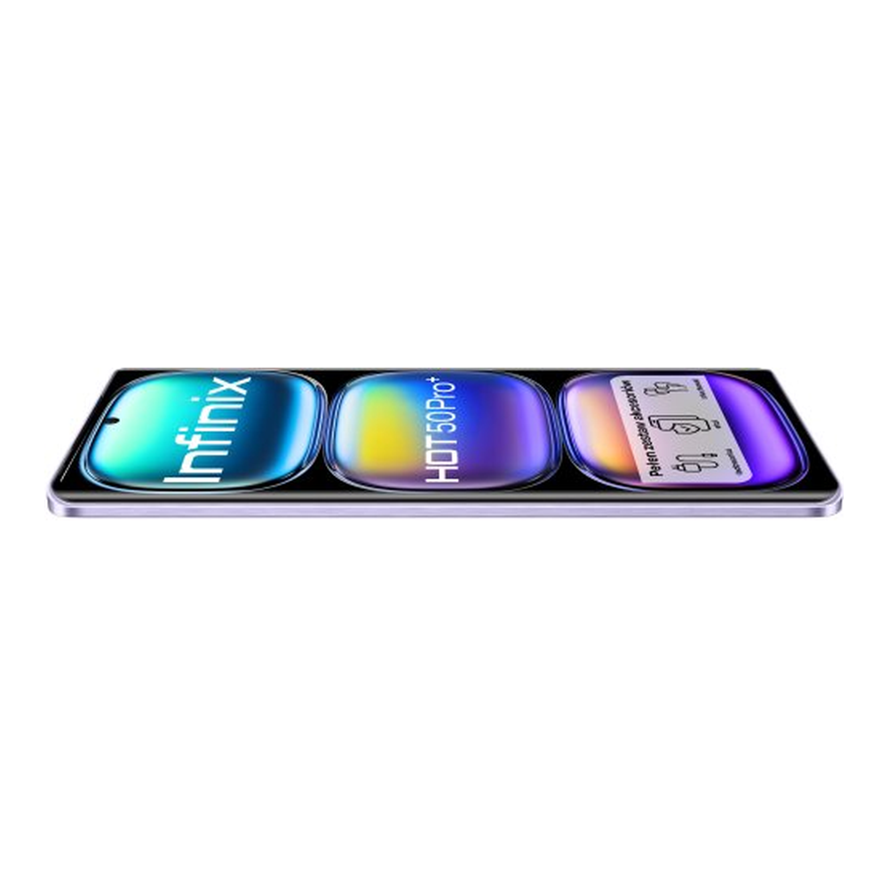 Schermo del telefono Infinix HOT 50Pro+ con icone di app colorate e testo in polacco.