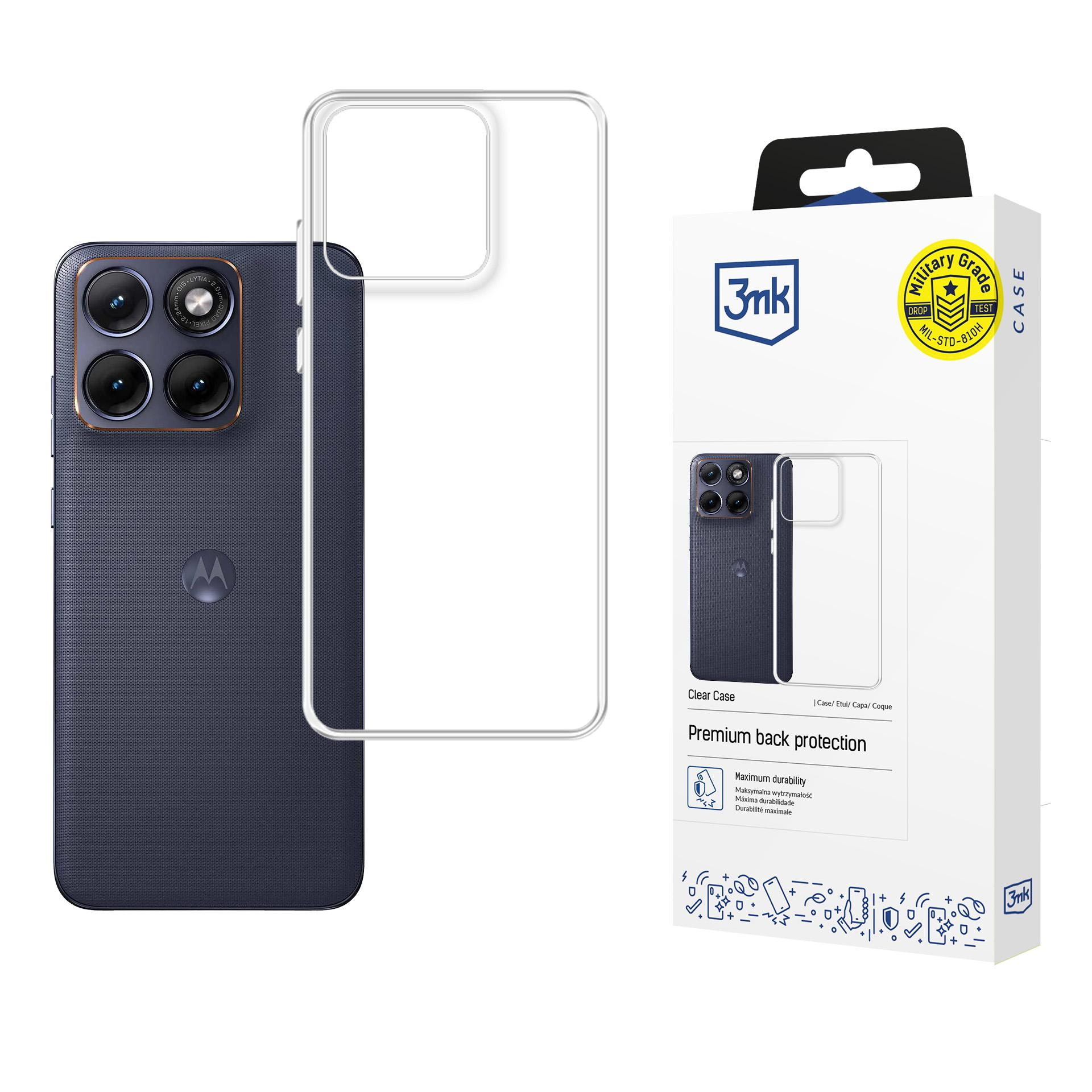 Opakowanie przezroczystego etui na telefon z telefonem i logo.