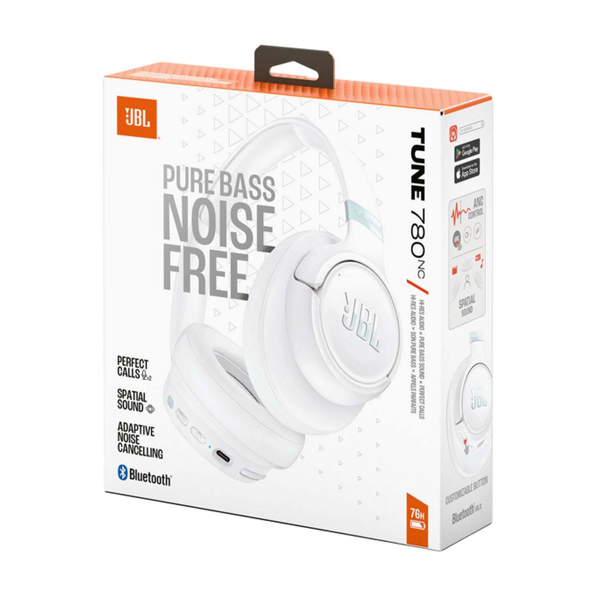 Scatola bianca per cuffie JBL con testo 