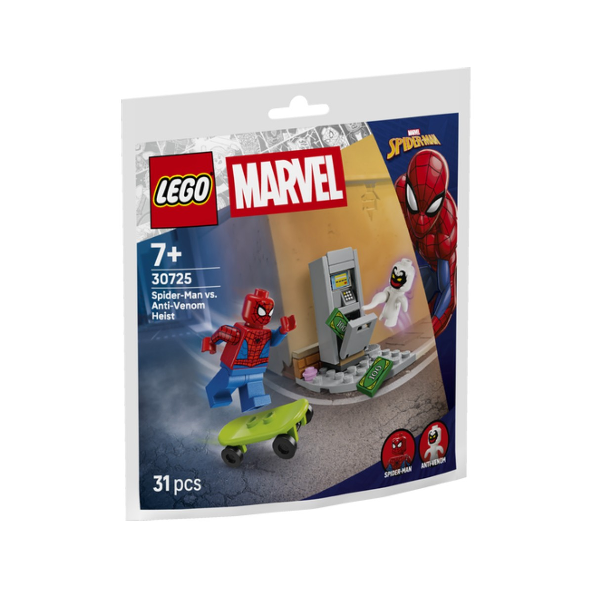 Set LEGO Marvel : Spider-Man en skateboard contre Anti-Venom à un distributeur