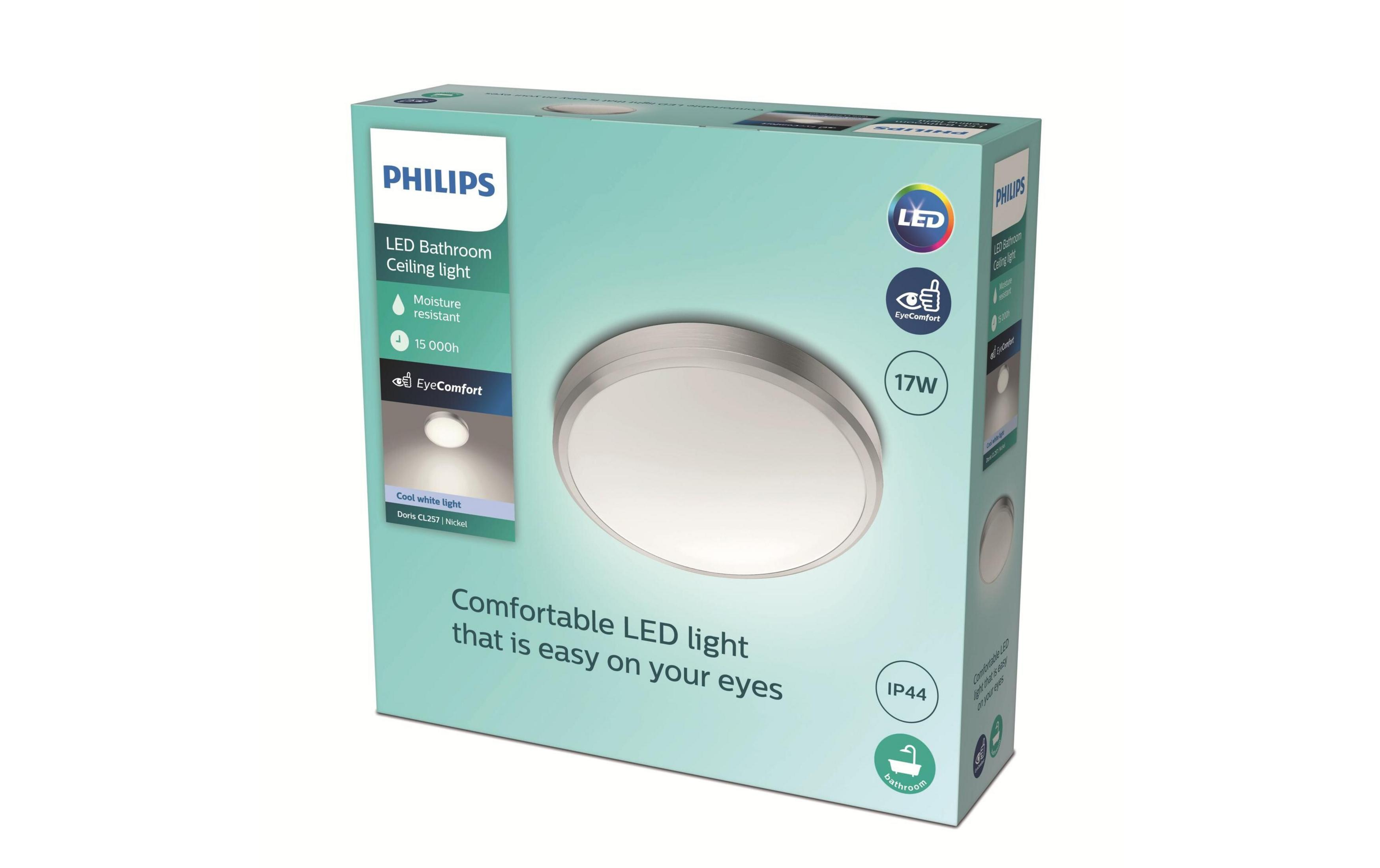 Emballage plafonnier LED Philips pour salle de bain. 17W, IP44, résistant humidité.