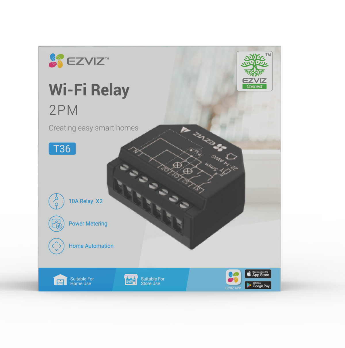 Relè Wi-Fi EZVIZ T36: Relè 10A, Misuratore di Potenza, Domotica.