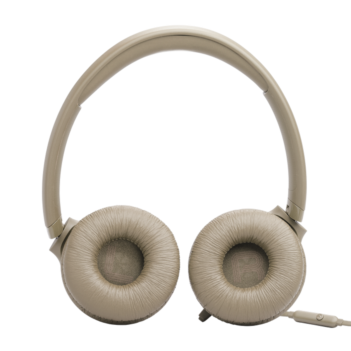 Cuffie beige con padiglioni imbottiti e archetto.