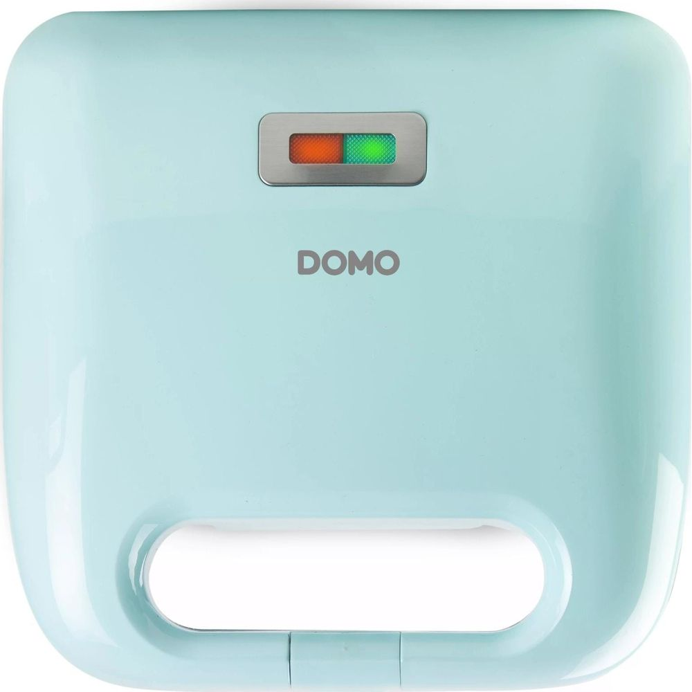 Un tostapane DOMO azzurro con spie rossa e verde.