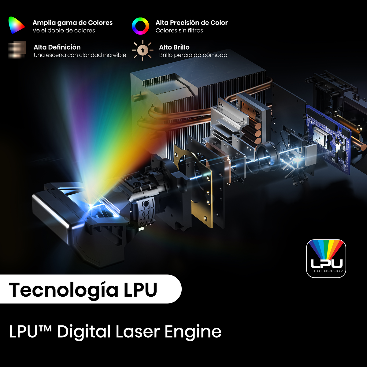 Moduł laserowy wyświetlający szerokie spektrum kolorów, wysoką rozdzielczość i jasność.