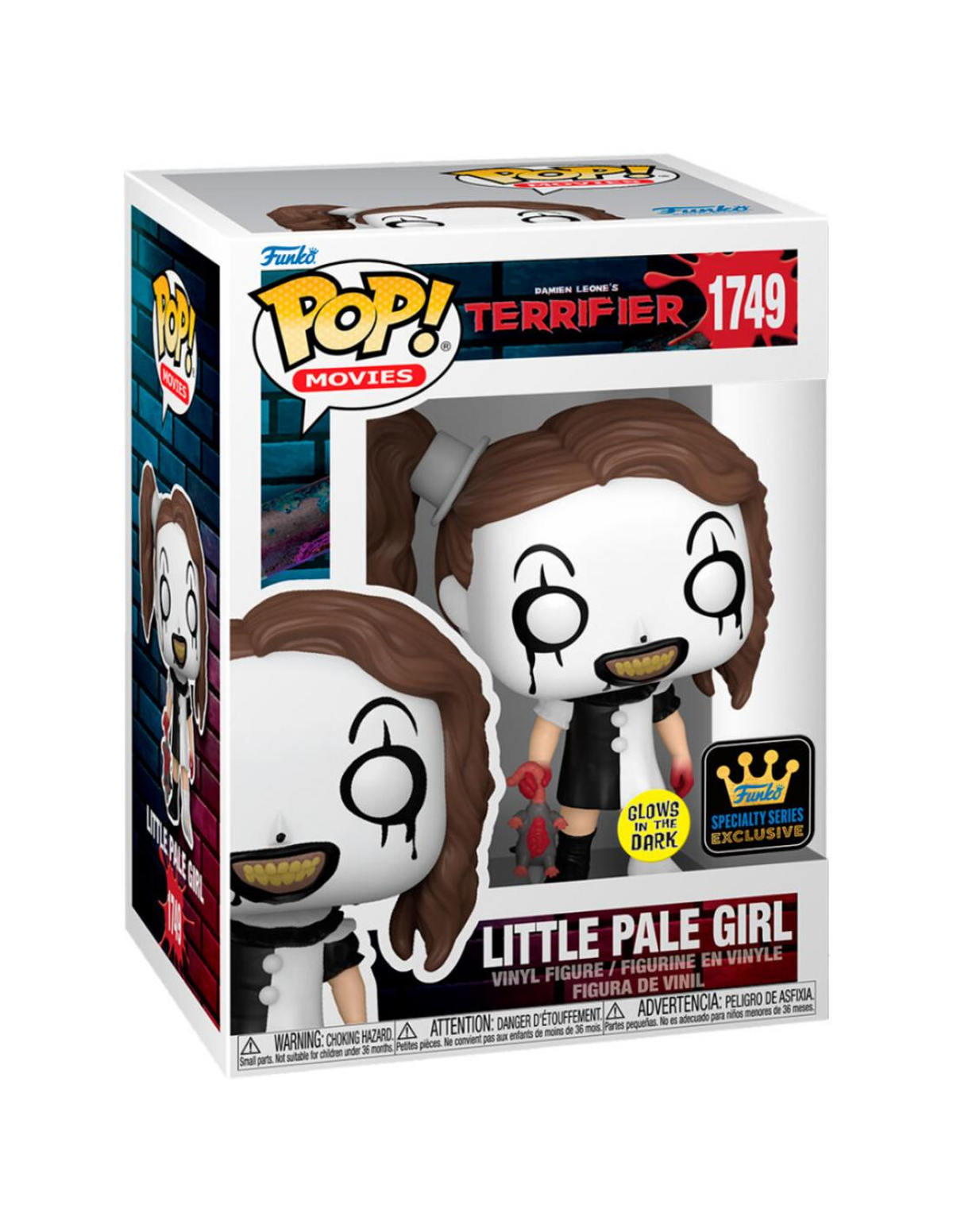 Figura Funko Pop de Little Pale Girl de Terrifier, brilla en la oscuridad.