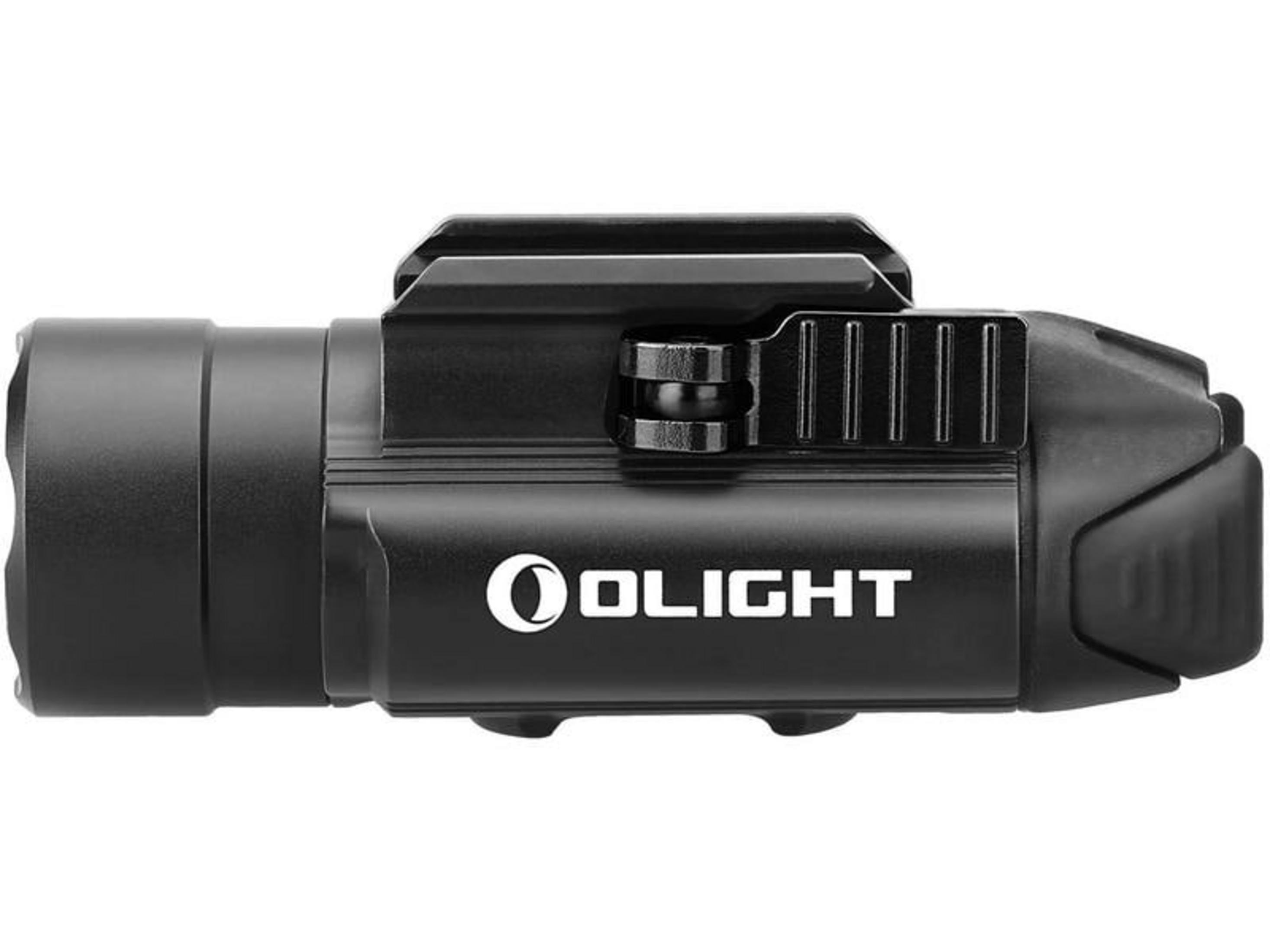 Lampe torche tactique noire avec support et logo Olight.