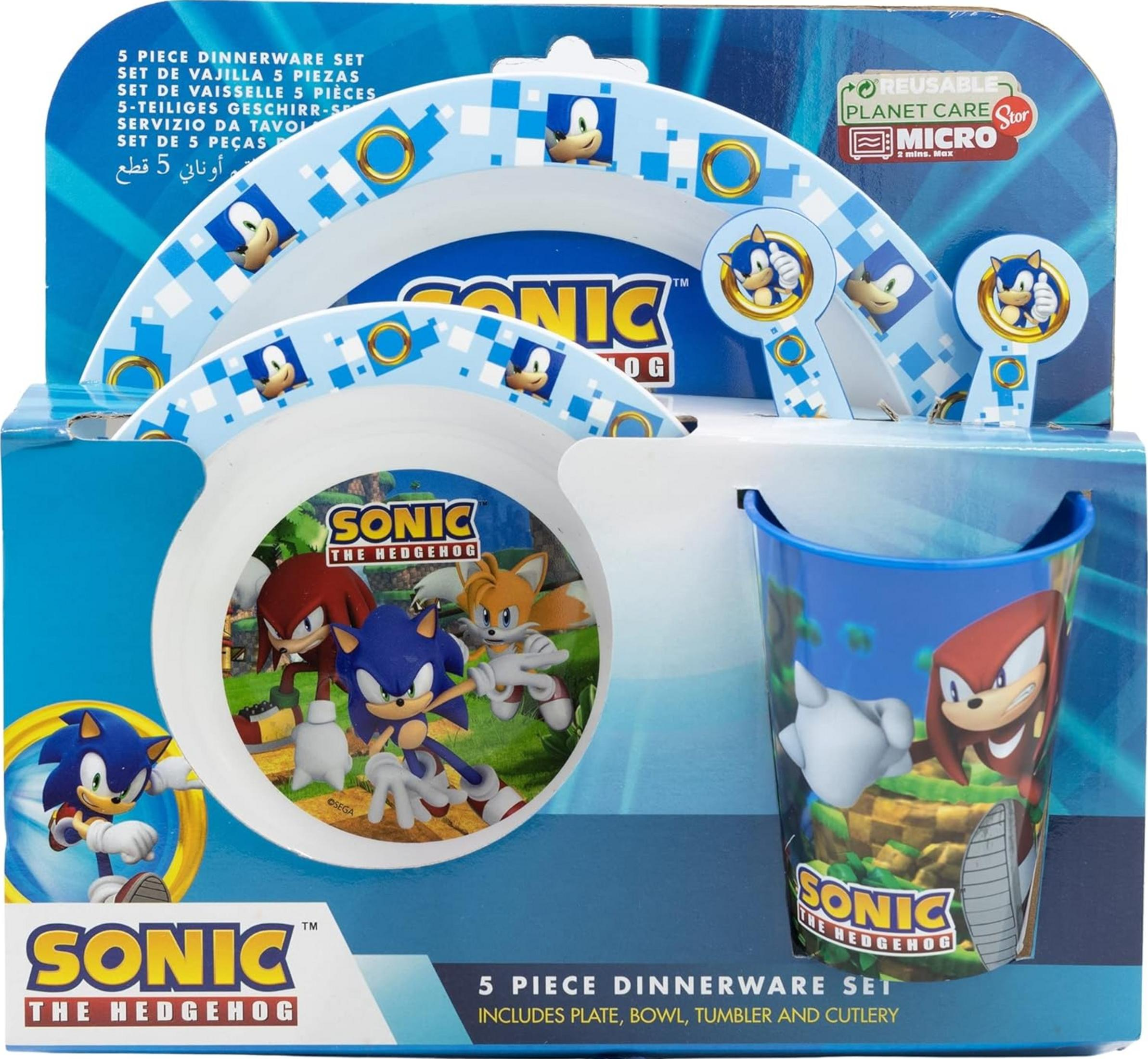 Sonic das Stachelschwein Geschirrset mit Sonic, Tails und Knuckles.