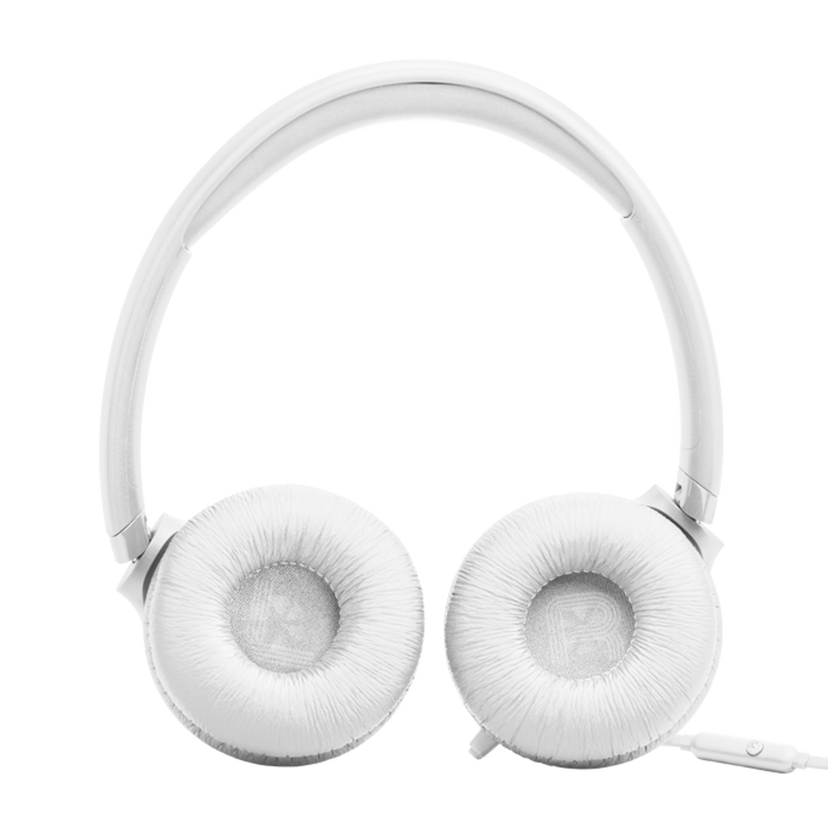 Cuffie on-ear bianche con padiglioni imbottiti e archetto.