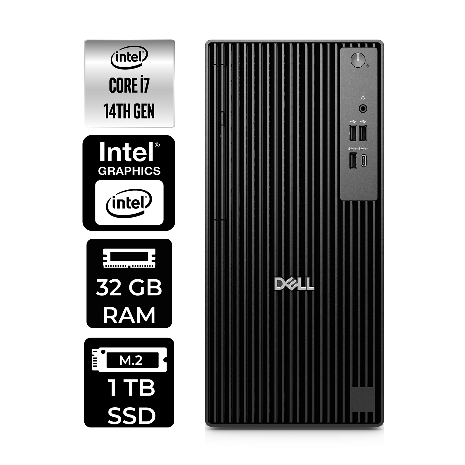 DELL Pro Tower QCT1250 QCT1250P306 PER4 Bellek Intel Core i7-14700 32 GB RAM 1 TB SSD FreeDOS Masaüstü Bilgisayar