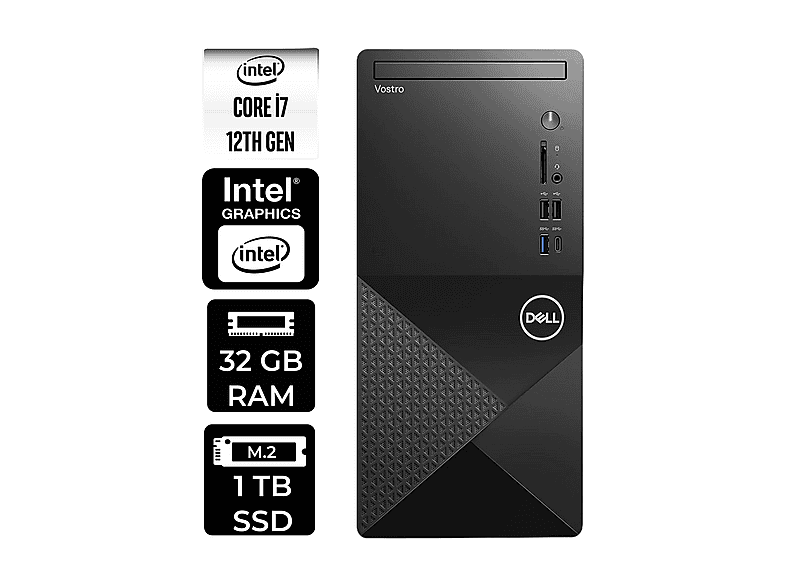 DELL Vostro 3030MT N6007VDT3030MTP306 PER4 Bellek Intel Core i7-12700 32 GB RAM 1 TB SSD FreeDOS Masaüstü Bilgisayar