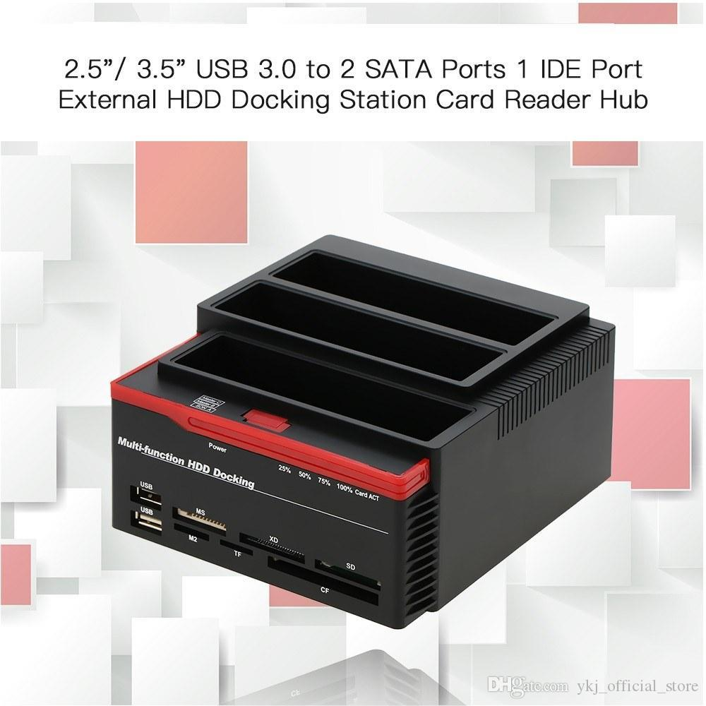 Kırmızı vurgulu siyah HDD yuvası, SD, CF, USB ve diğer kart yuvaları bulunur.