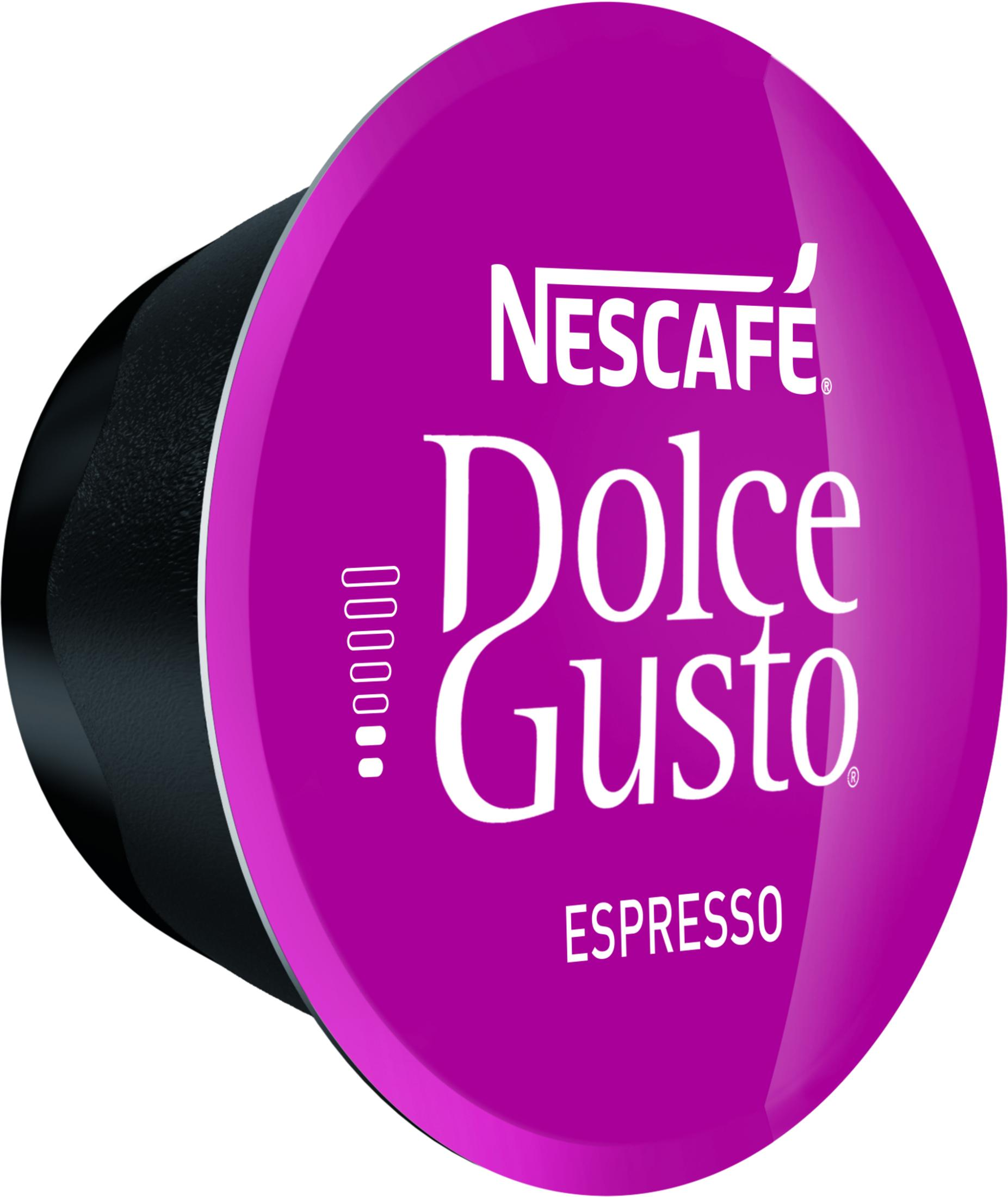 Lila Nescafé Dolce Gusto Espresso Kapsel mit weißer Schrift.