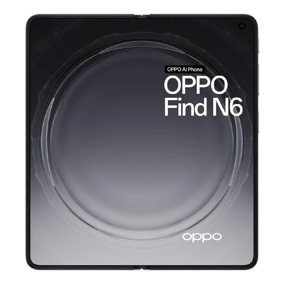 Uno smartphone OPPO Find N6 con un motivo circolare sullo schermo.