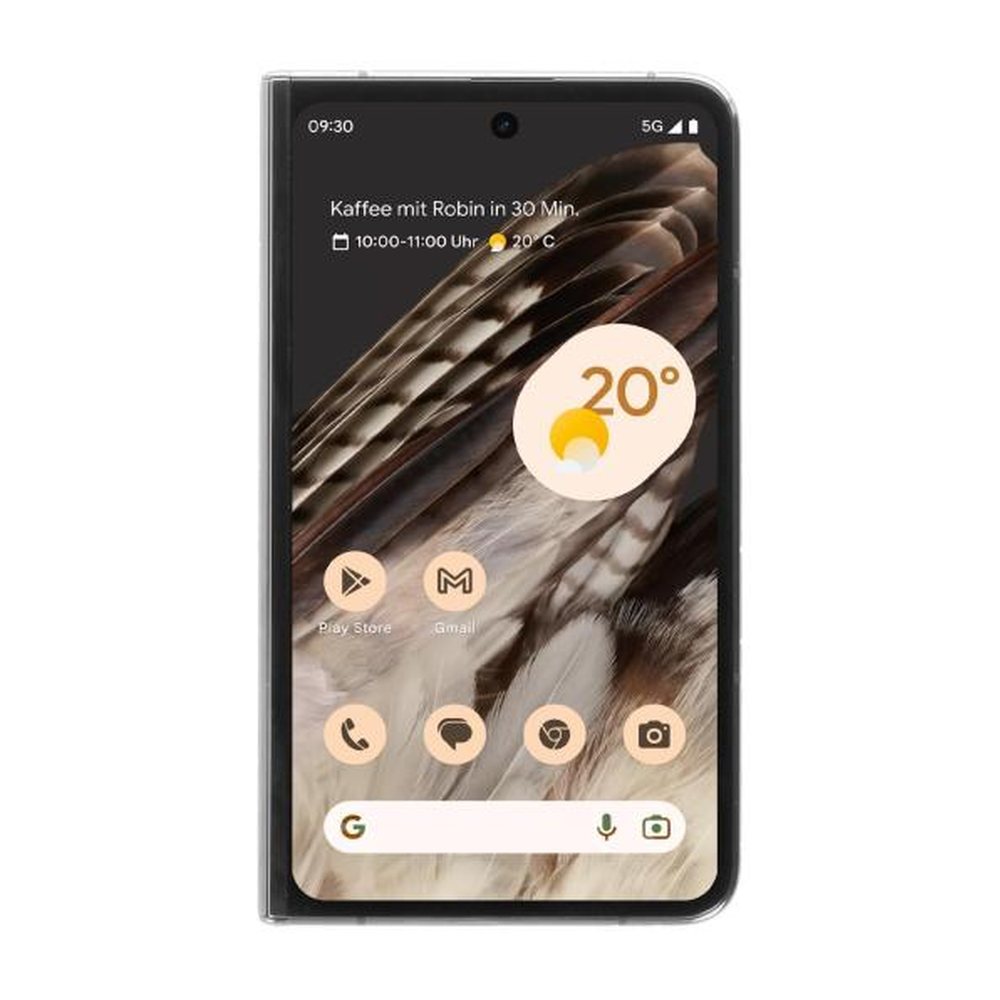 Smartphone con sfondo uccello, ora 09:30, 20 gradi.