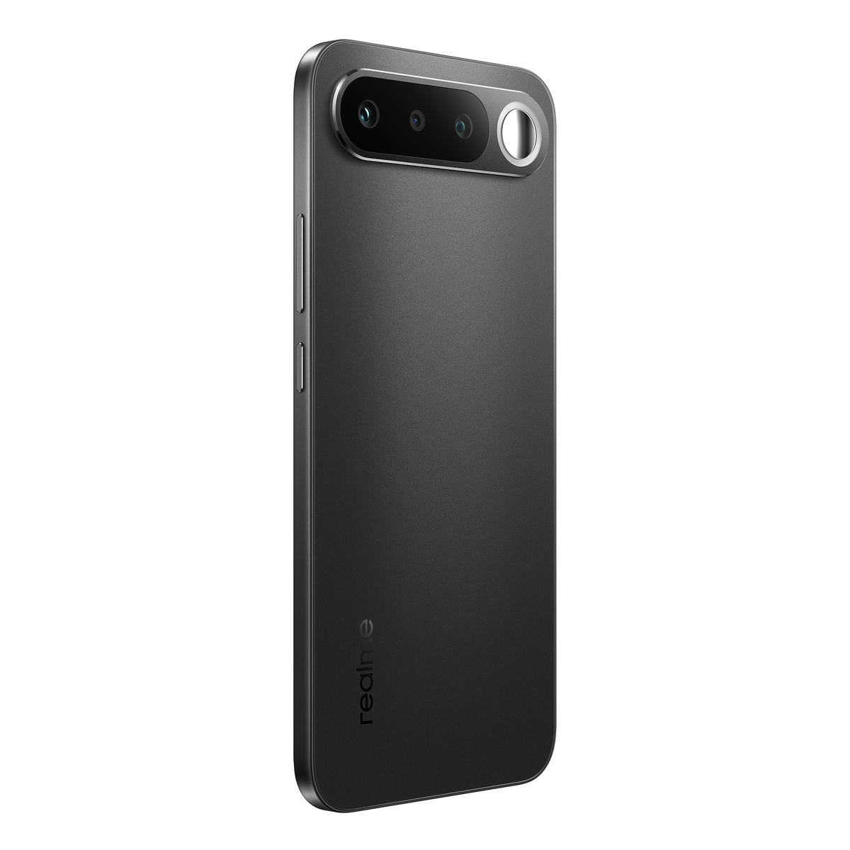 Retro di uno smartphone scuro con tre fotocamere e flash.