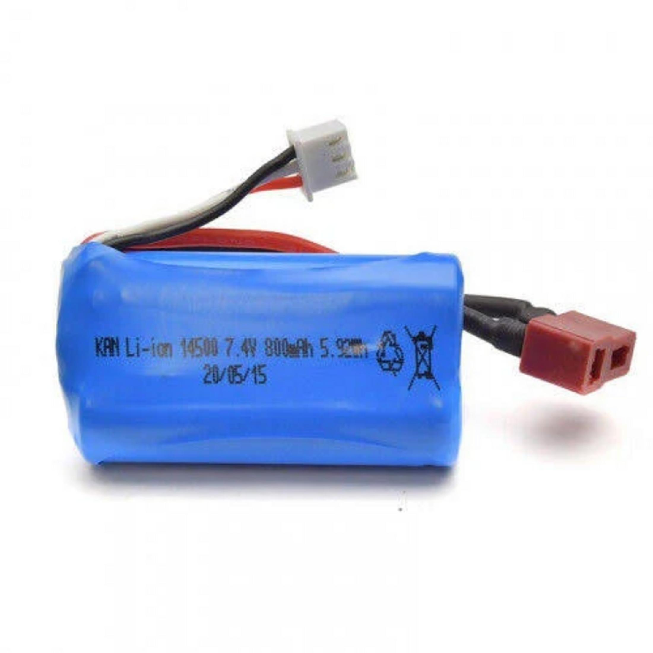 Batterie bleue Li-Ion avec fils et connecteurs, 7.4V 800mAh.