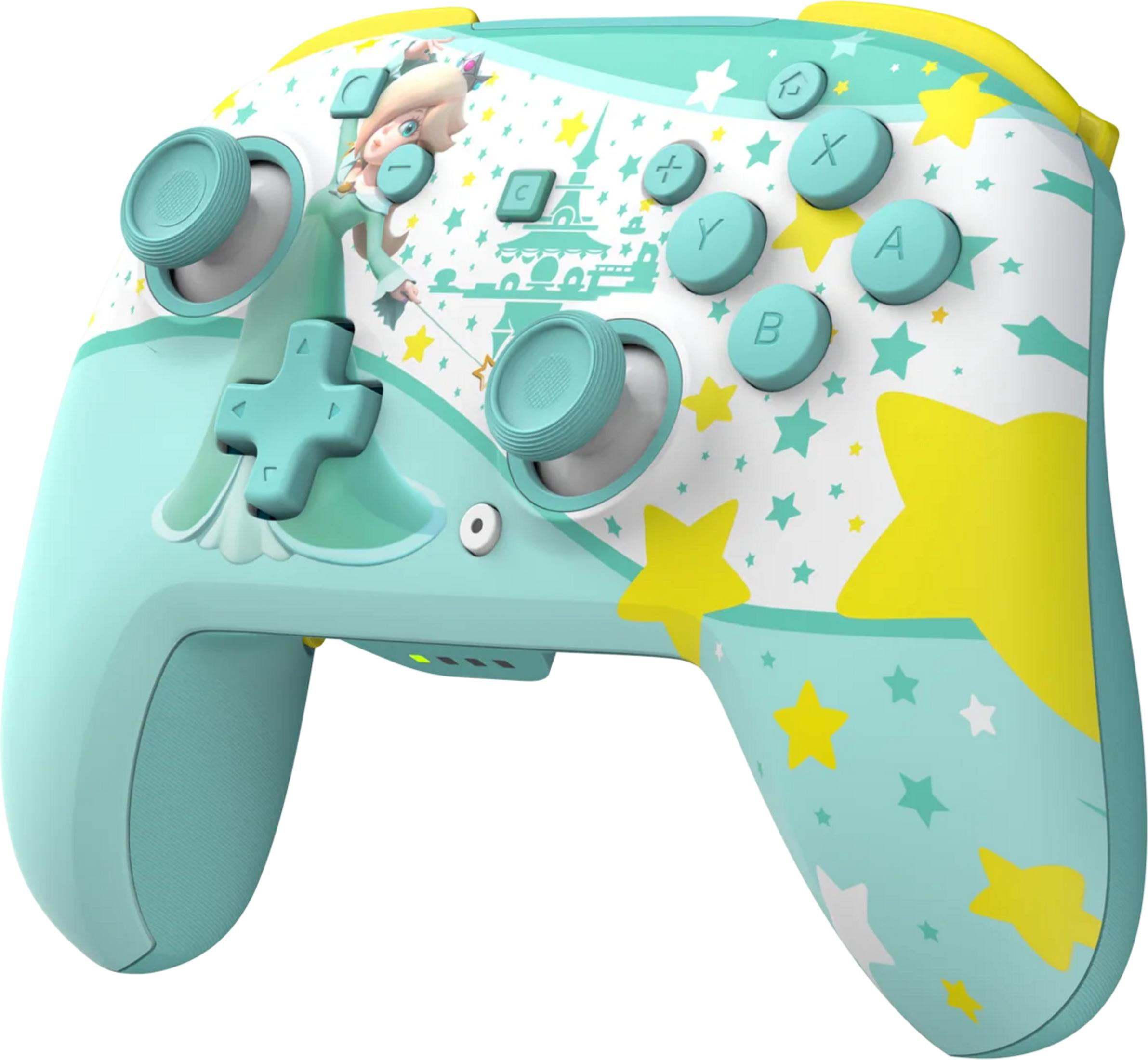 Un controller verde menta con Rosalina e design a stelle.