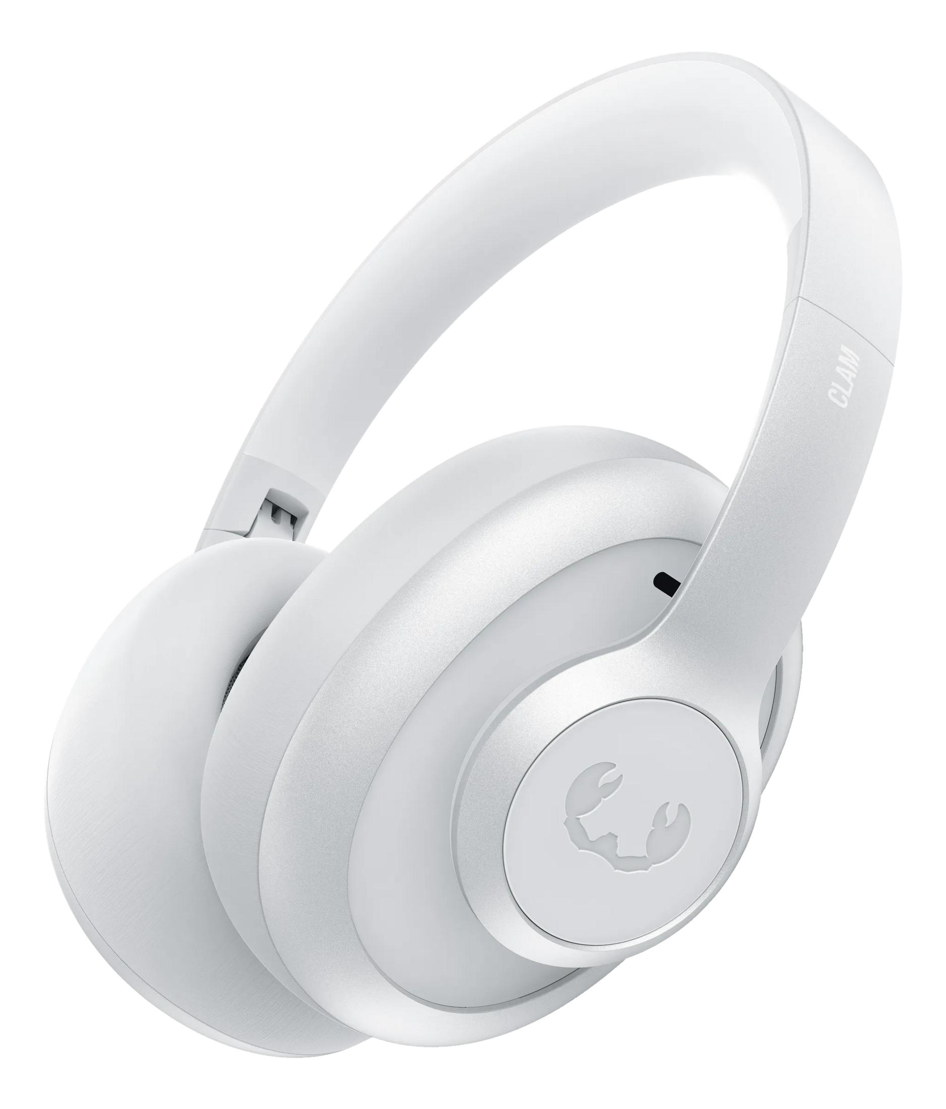 Weiße Over-Ear-Kopfhörer mit silbernem Bügel und Skorpion-Logo.