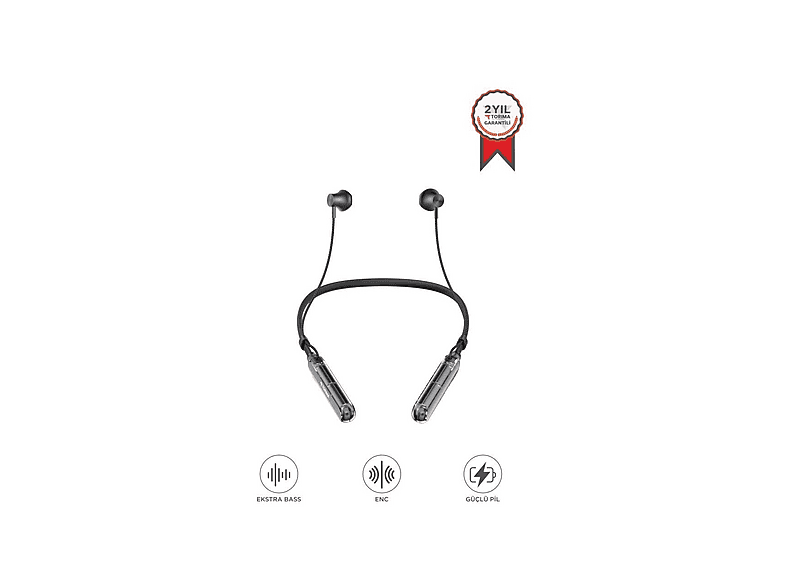 TORIMA TB09 Kulaklık Boyun Askılı Neckband ENC Extra Bass 30 Saat Kullanım Bluetooth Kulaklık Siyah