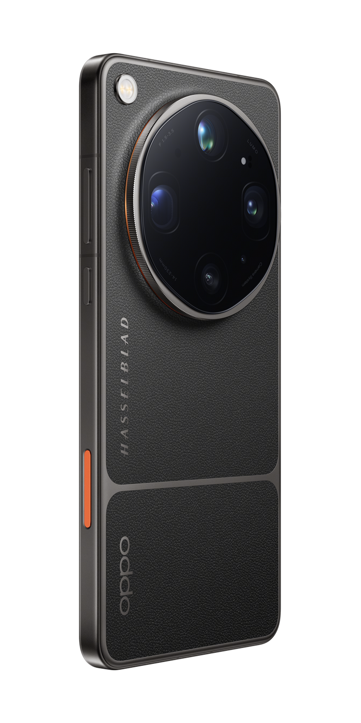 Arrière d'un smartphone noir avec appareil photo Hasselblad et logo OPPO.