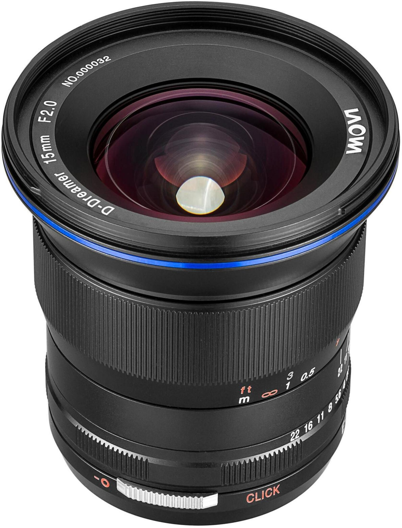 Ein Objektiv mit der Aufschrift D-Dreamer 15mm F2.0 und Seriennummer NO.000032.