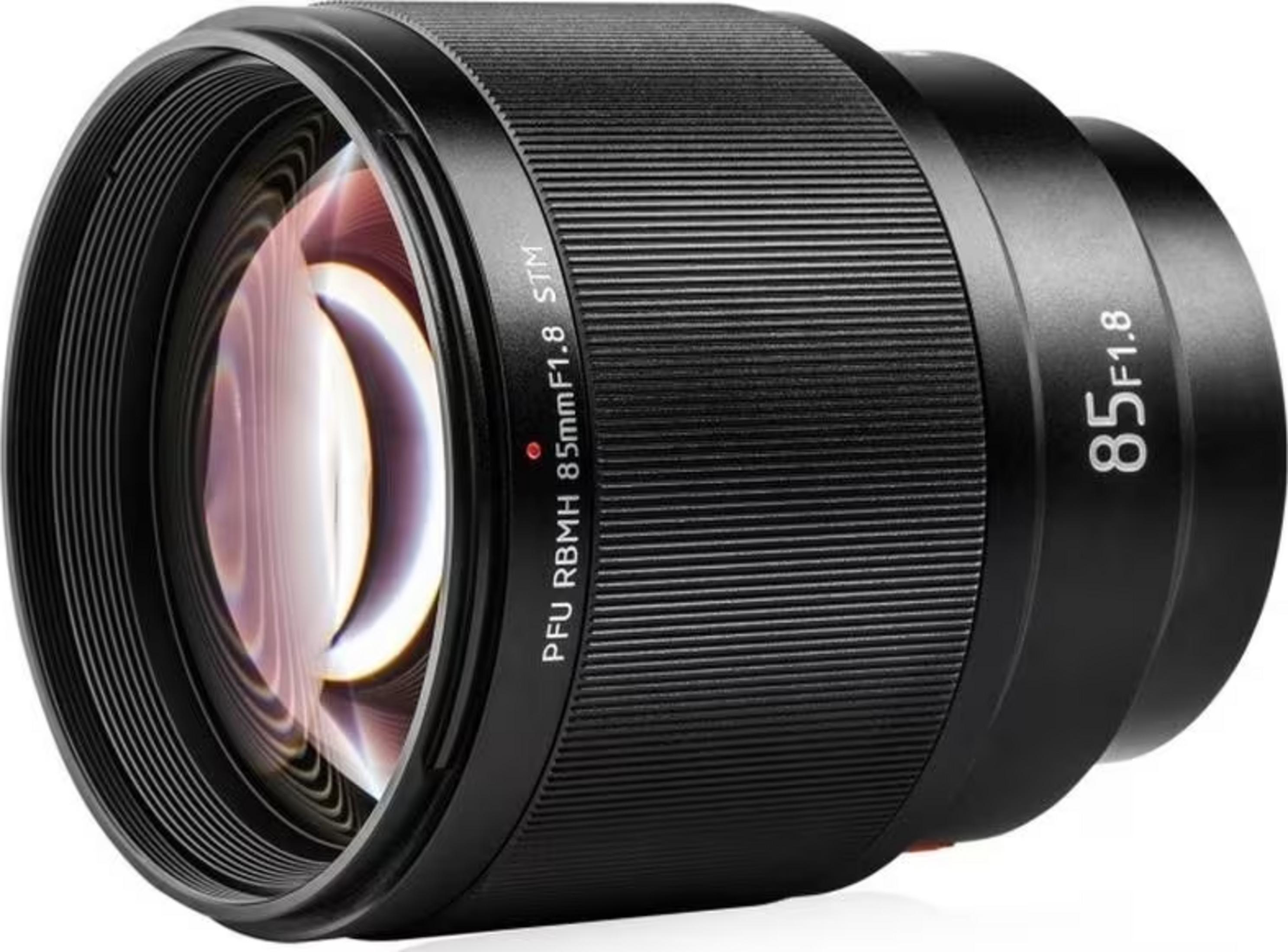 Un obiettivo per fotocamera nero con la scritta 85F1.8.