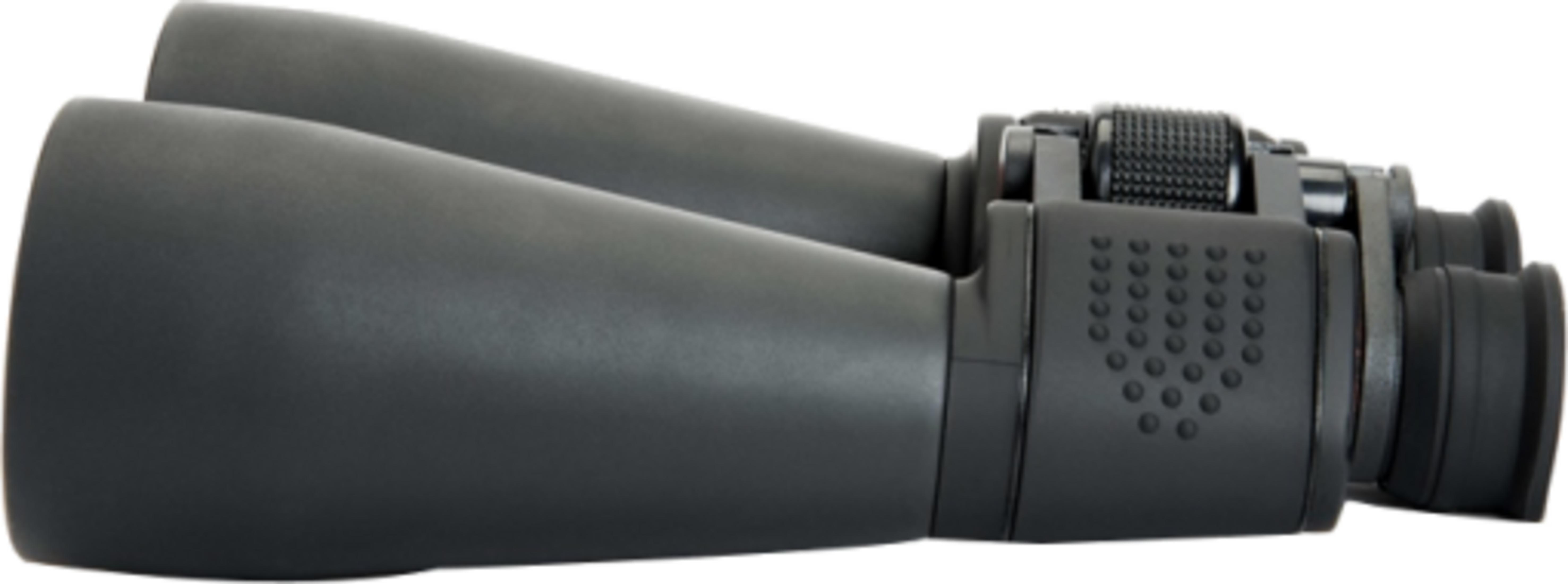 Binocolo nero con rotella di messa a fuoco e aree texturizzate.