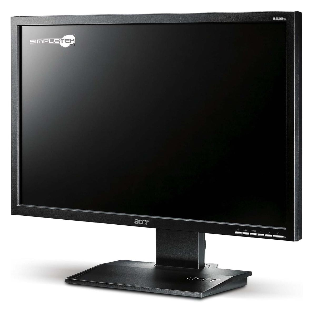 Un monitor per computer Acer nero con logo SimpleTek.net sullo schermo.