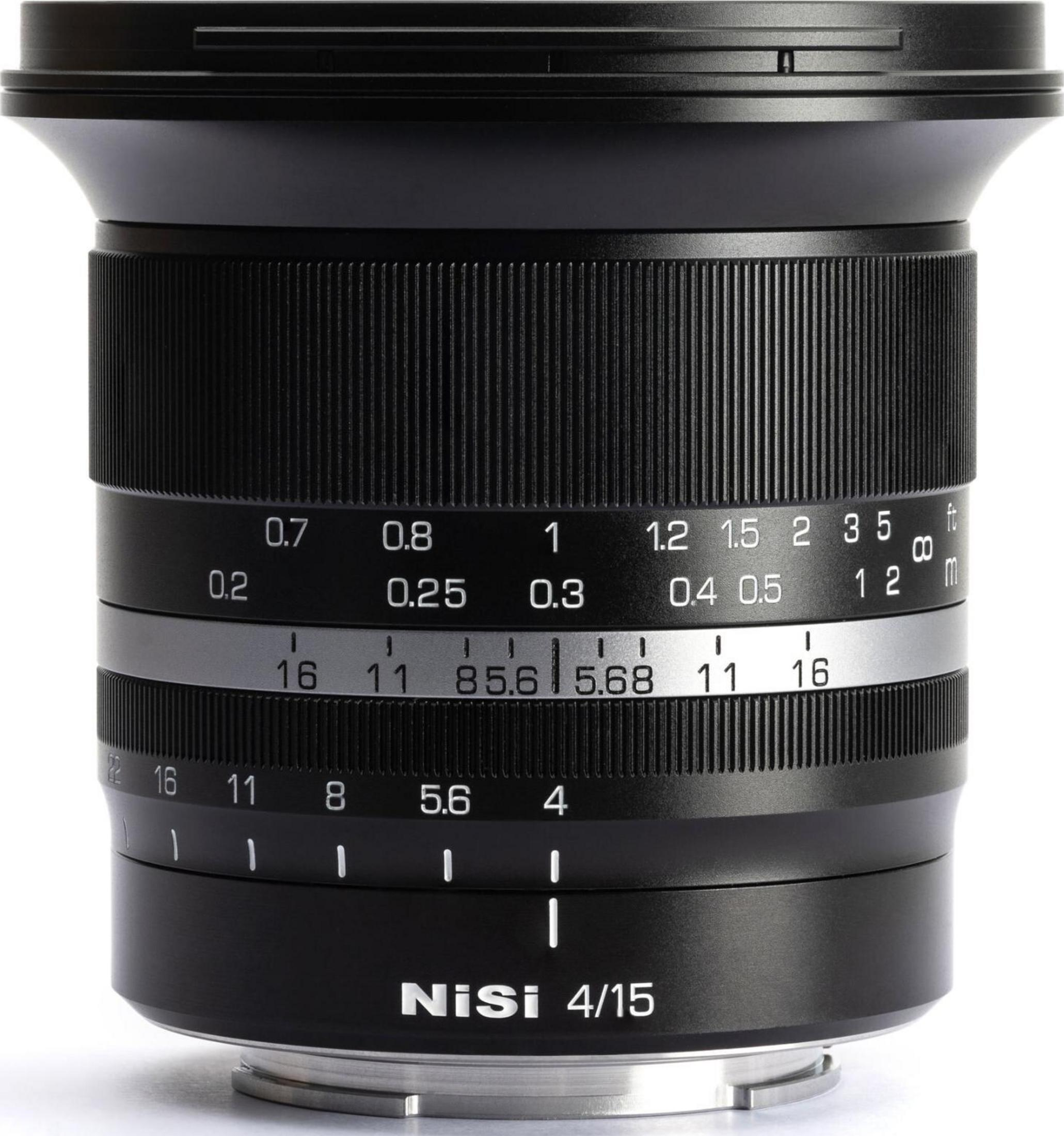 Black camera lens with focus and aperture rings marked with numbers.