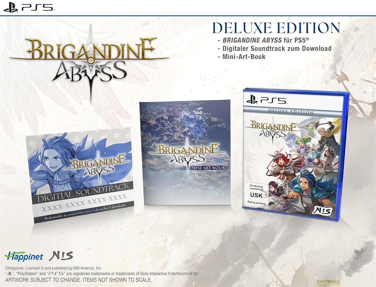 PS5 Deluxe Edition von Brigandine Abyss mit Spiel, Soundtrack und Artbook.