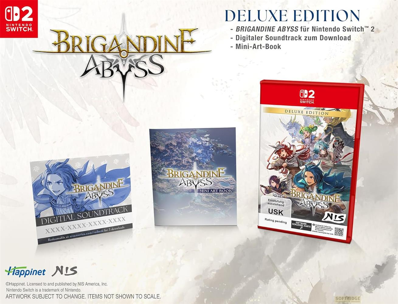 Deluxe Edition von Brigandine: Abyss für Nintendo Switch mit Spiel, Soundtrack und Artbook.