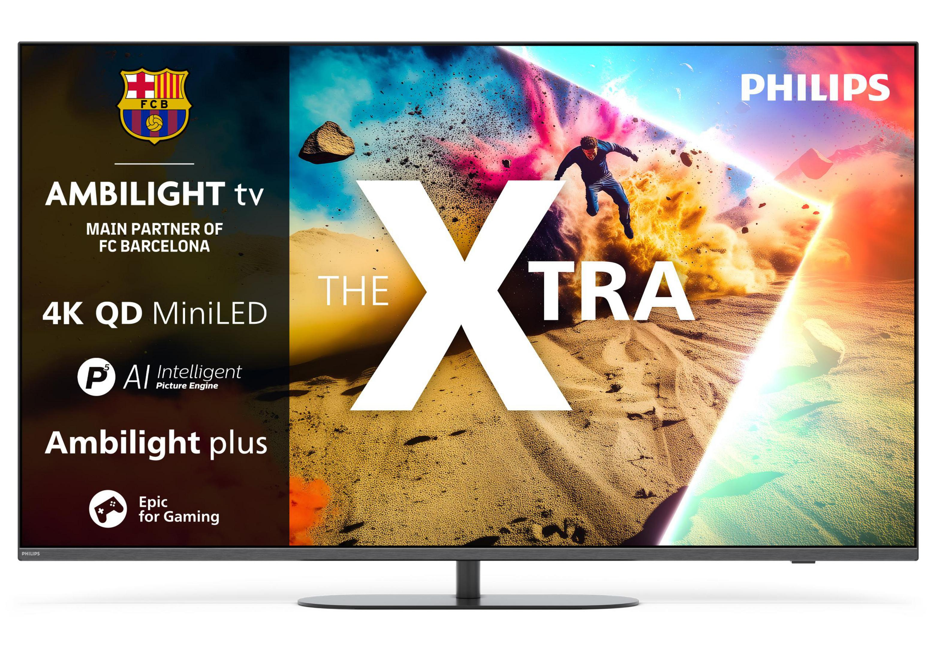 Telewizor Philips Ambilight z logo FC Barcelona, 4K QD MiniLED, P5 AI.
