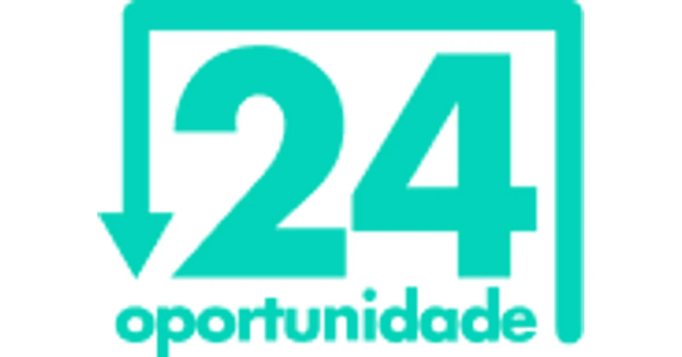 Logo turquesa con "24" y "oportunidade" sobre fondo blanco.